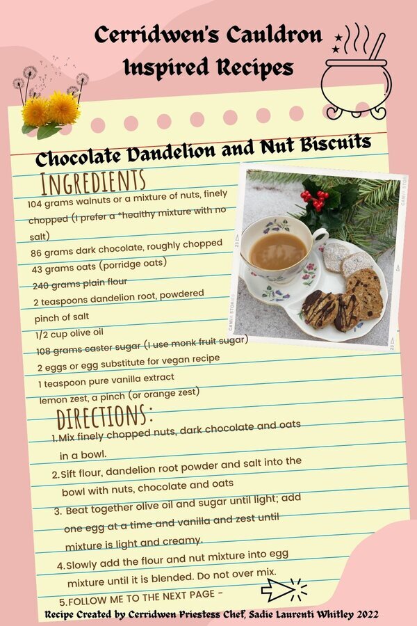 Cerridwen dandelion, chocolate and nut biscuits 1