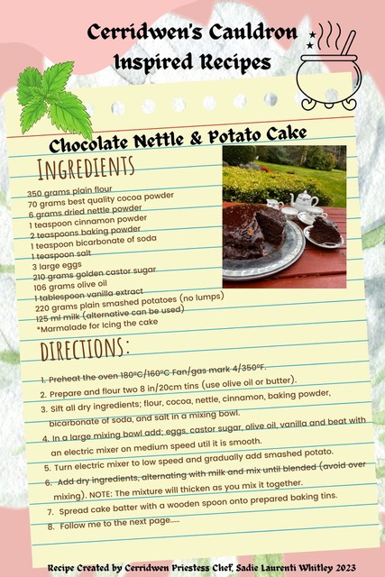 Chocolate Nettle and Potato cake